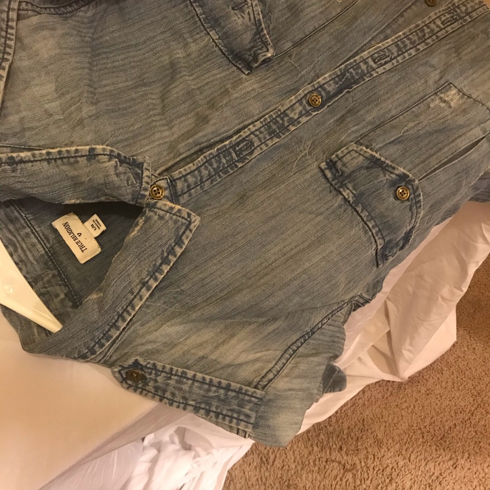 NWT. True Religion Blue Jean Shirt